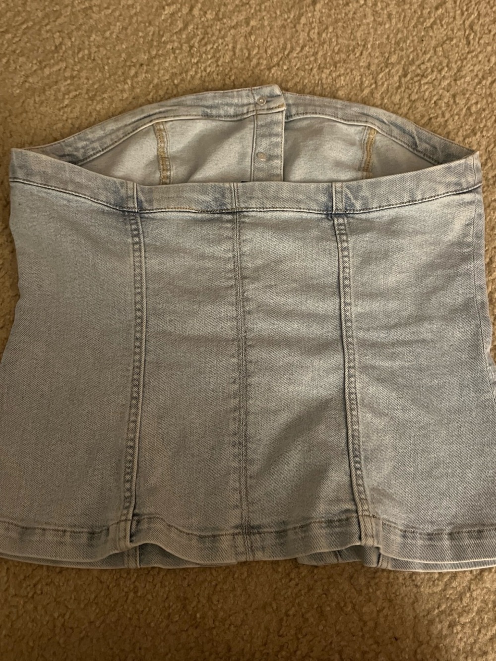 H&M Light Blue Strapless Denim Button-Back Top - Picture 2 of 3